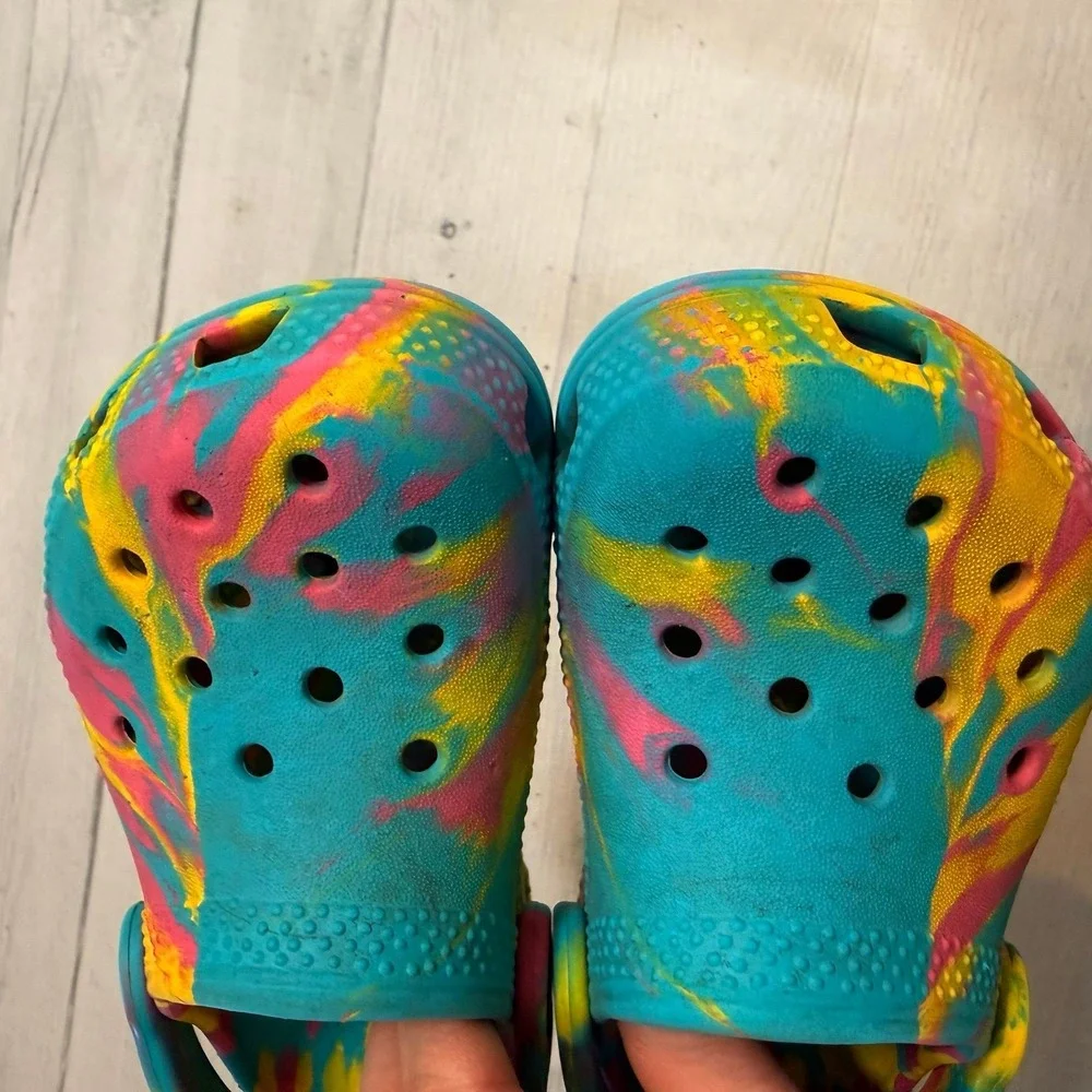 Crocs‎ kids classic slip on aqua pink yellow colorful child size 8